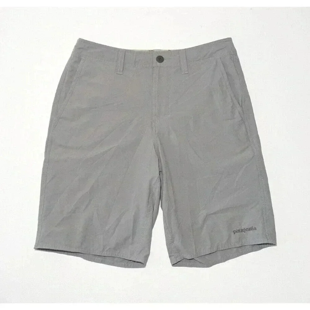 Patagonia Light Gray Solid Quick Dry Board Shorts Size 30 Zip Pockets Nylon